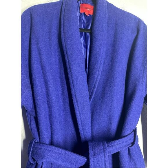 NARCISO RODRIGUEZ $130 Wool-Blend Cocoon Wrap Coat Cobalt Blue Sz M - Picture 2 of 10